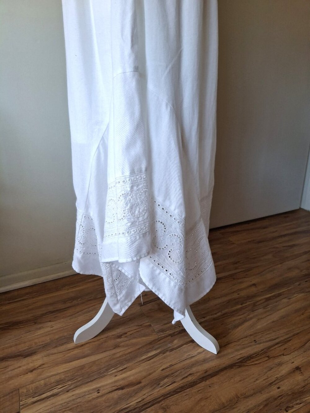 Moon River white lined boho-style linen-blend sundress with tie straps, size S - Picture 5 of 11